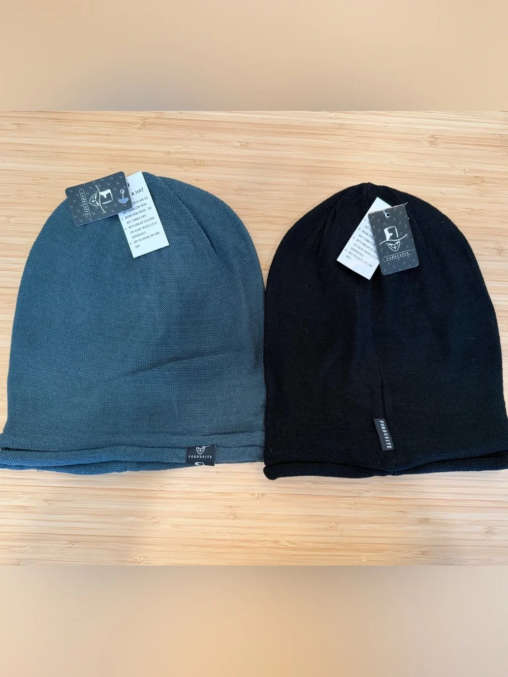 Forbusite Slouchy Knit Beanie NWT Black Blue Lot 2 Hip Hop Cap Hat Outdoors
